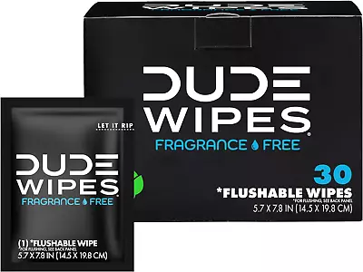 DUDE Wipes Flushable Wet Wipes 30 Wipes Individually Wrapped For Travel Unscen • $38.65