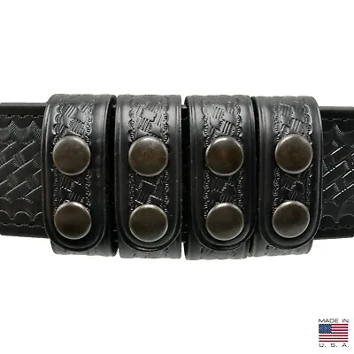 Perfect Fit Leather Duty Belt Keepers 1  Basketweave Black Snap USA Made 4 PAK • $19.12
