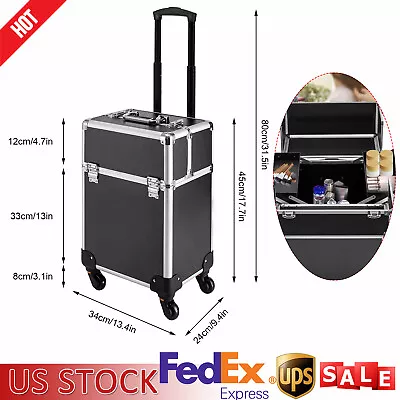 Professional Rolling Makeup Train Case Cosmetic Trolley Makeup Storage Organizer • $55.10