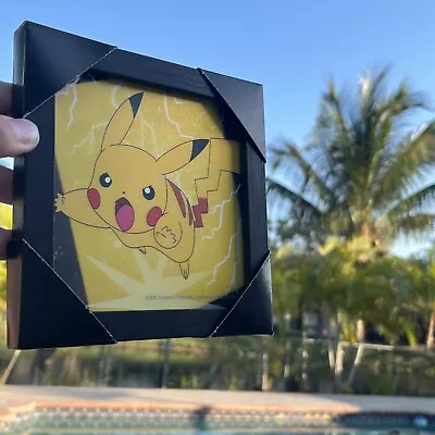 PIKACHU POKEMON SHADOW BOX Hologram PRINT PICTURE WALL SIGN 6 X6  BRAND NEW • £9.65