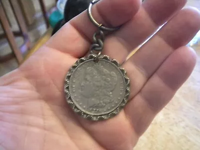 1776 Silver Dollar Keychain   GE Service  Bezel Holder  West Springfield Ma. • $49