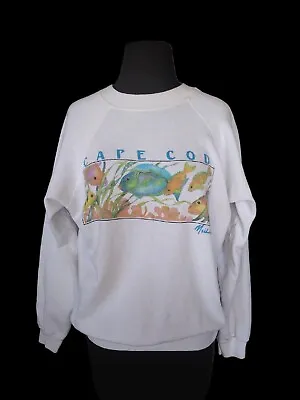 Vtg Cape Cod Sweatshirt White Tropical Fish Travel • $15.99