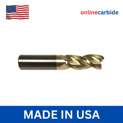 1/4  3 Flute 37° Helix Carbide End Mill For Aluminum Square End Zrn Coated • $17.95