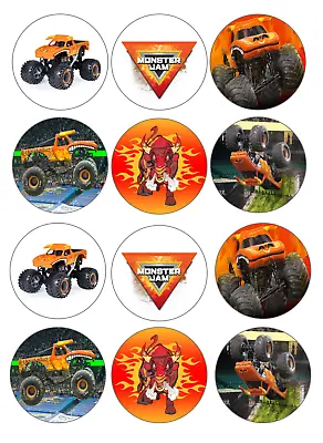 Set Of 12 Monster Truck Edible Paper Cupcake Cookie Toppers CHOOSE SIZE • $6