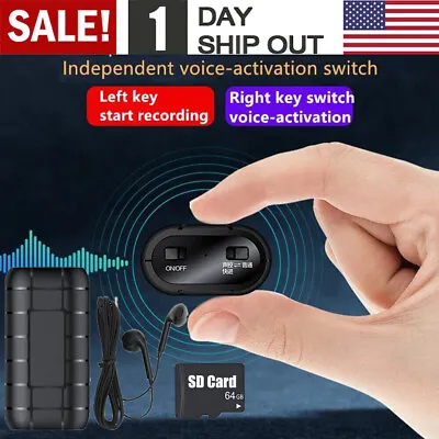 500 Hrs Mini Spy Voice Activated Recorder Digital Audio Magnetic 64GB MP3 Player • $31.99