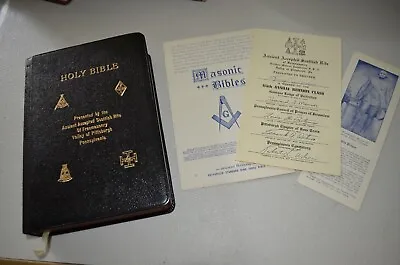 Holy Bible Masonic Ancient Accepted Scottish Rite Pittsburgh Leather Holman 1957 • $33.33
