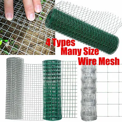 Welded Galvanised PVC Coated Fencing Chicken Wire Mesh Aviary Garden Net 10M-50M • £47.97