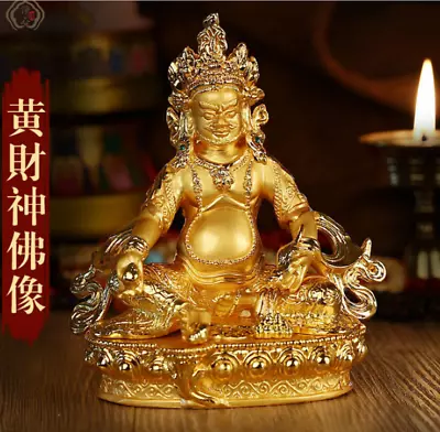 Handpainted Alloy Metal Gilt/Golden Nepal God Of Wealth Buddha Statue Of Wealth • $25