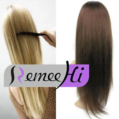 Premeir 3/4 Half Wig 100% Indian Real Human Hair Half Wig Straight Hair Weft Cap • $109.99