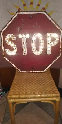 Red Embossed Stop Sign W/ The Plastic Cat-eye Reflectors On The Letters...1954- • $250