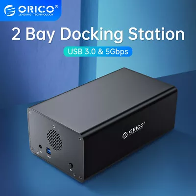 ORICO 2 Bay USB 3.0 To SATA 3.5 Inch Hard Drive Enclosure Aluminum External HDD • $87.99