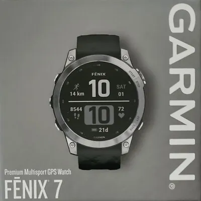 Garmin Fenix 7 Premium Multi Sport GPS Watch | Silver With Graphite Band • $880