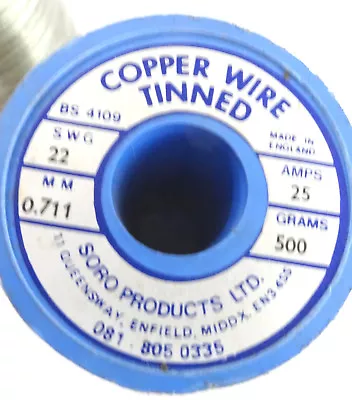 TCW22 500G Tinned Copper Wire  22-SWG 140M 0.71mm 24A Fuse Wire Un-insulated • £12.45