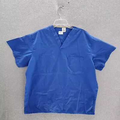 Medline Men ScrubTop XL Blue Pockets Short Sleeve V Neck AngelStat READ • $4.94