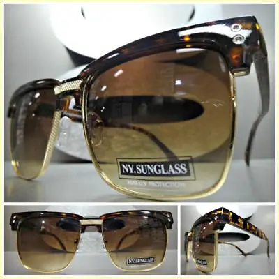 Men CLASSIC VINTAGE RETRO Style SUN GLASSES Square Tortoise & Gold Fashion Frame • $12.99