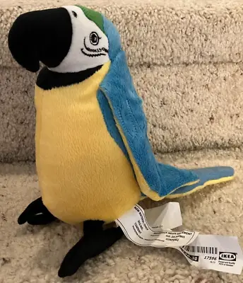 IKEA ONSKAD Plush Blue Yellow Macaw Parrot Bird Stuffed Animal Toy • $12