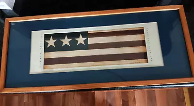 Vintage 1993 WARREN KIMBLE AMERICAN FLAG MATTED Wood FRAME ART PRINT 13  X 31  • $59.99