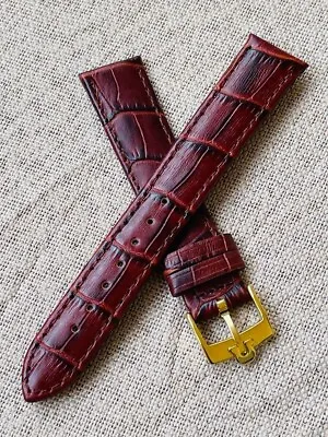 £18.85 • Buy 18mm Omega Geniun Red Leather Watch Strap With Golden Buckle