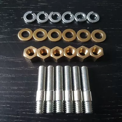 MGB Exhaust Manifold Studs 5/16  UNF/UNC Zinc Plated With Brass Nuts Washers • $11.81