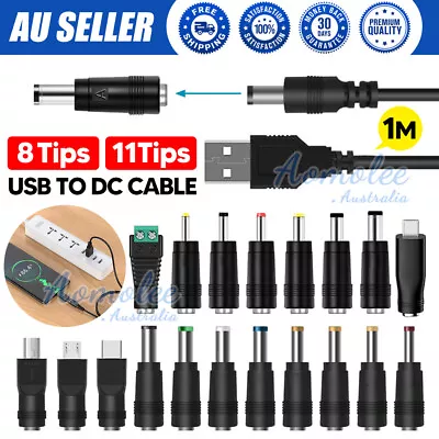 20Tips Universal USB To DC Power Adapter Cable Charger 5.5 Mm/2.1 Mm Barrel Jack • $7.85