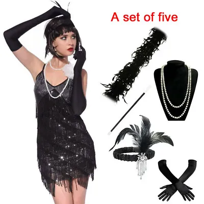 £8.09 • Buy 5X Set Ladies 1920'S Charleston Gatsby Fancy Dress Accessories Flapper Costume