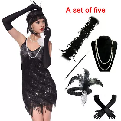 5X Set Ladies 1920'S Charleston Gatsby Fancy Dress Accessories Flapper Costume • £7.79