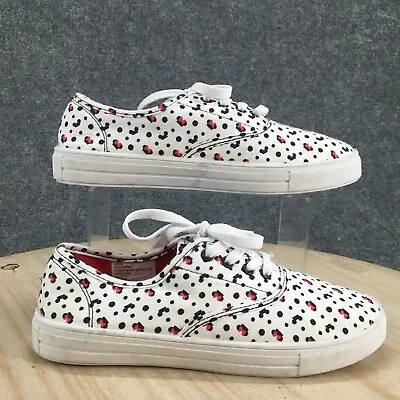 Disney Shoes Womens 8 Mickey And Minnie Lace Up Low Sneakers White Fabric Casual • $36.99