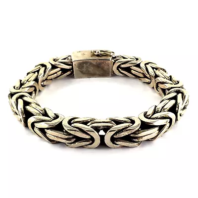 HUGE HEAVY WIDE Sterling Silver 8.5  Bracelet Mens 9MM Byzantine Chain Biker 925 • $450