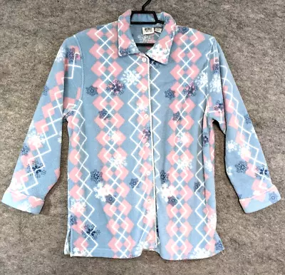 Jason Maxwell Jacket Women Extra Large Pink Blue Plaid Fleece Button-Up Cozy • $15.91