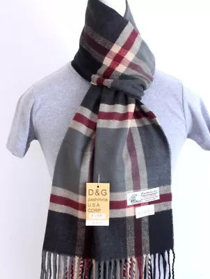 DG Men's Winter Scarf Check-Plaid Black Red Gray.Cashmere Feel.Warm Soft*Unisex • $9.99