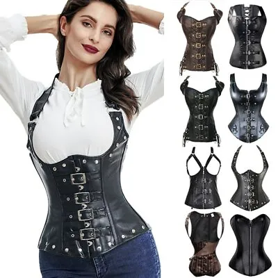 Steampunk Corset Top Women Corset Sexy Bustier Gothic Corselet Leather Bustier • $14.79