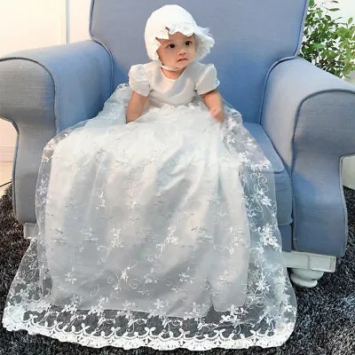 £25.99 • Buy Tradition Baby Girls Lace Long Christening Gown With Bonnet 0-12 Months