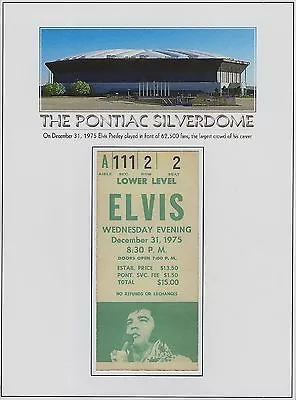 ELVIS PRESLEY Live Concert REPLICA Ticket December 31 1975 Pontiac Silverdome • $21.95