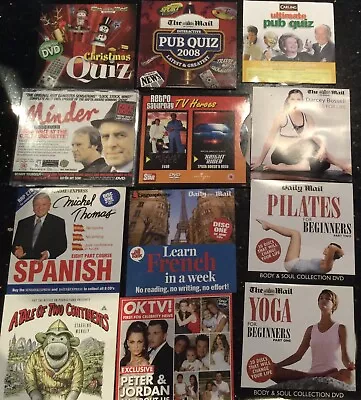 A Selection Of Promotional DVD's Learn Spanish / French Pilates Yoga  Pub Quiz • £3.50