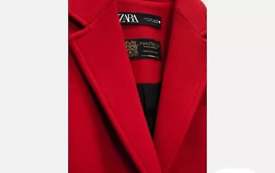 Zara Premium Manteco Red Long Tailored Coat Size Xl—-no International Shipping • $140