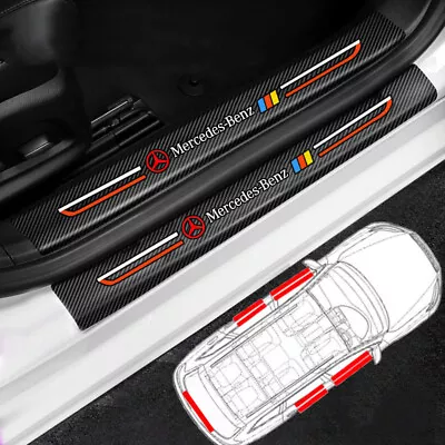 4PCS Carbon Fiber Car Door Sill Cover Plate Car Sticker Decals For Mercedes Benz • $13.99