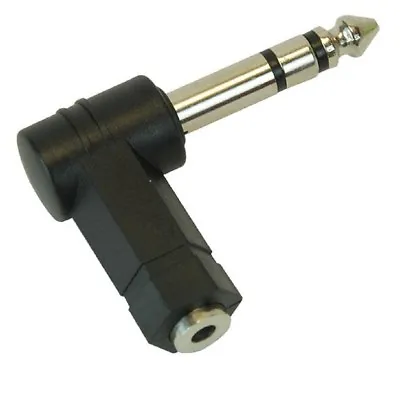 £2.49 • Buy 3.5mm Jack To 6.35mm Jack RIGHT ANGLED Small To Big Headphone Adaptor 1/4 Inch