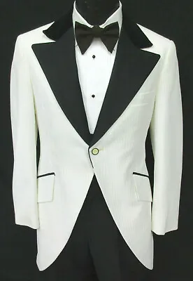 Men's Vintage White Tuxedo Jacket Morning Coat Cutaway Tailcoat 1970's 40L • $69.99