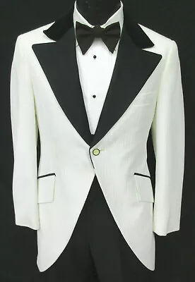 Men's Vintage White Tuxedo Jacket Morning Coat Cutaway Tailcoat 1970's 42XL • $69.99