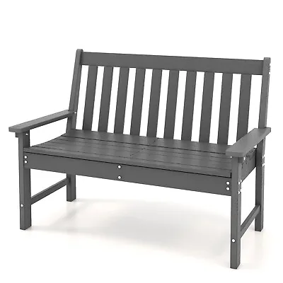 Outdoor Garden Bench All-Weather HDPE Patio Chair Ergonomic Loveseat Grey • £125.95