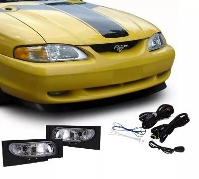 Fit 94-98 Ford Mustang V6 Smoke Fog Lights Bumper Driving Lamps+Switch+899 Bulb • $69.95