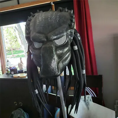 US STOCK Predator Alien Vs Predator Mask Helmet W/ Braid Halloween Cosplay Props • $56.70