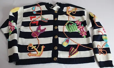 Vintage Jack B Quick Button Up Cardigan Embroidered Seaside Lighthouse Size PL • $22.49