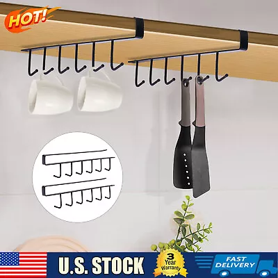 2Pcs Kitchen Shelf Coffee Mug Cup Holder Under Counter Rack Organizer Stand • $8.40