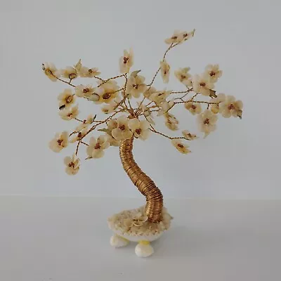 Vintage MCM Copper Wire & Sea Shell Leaves Bonsai Tree Sculpture  • $21.59