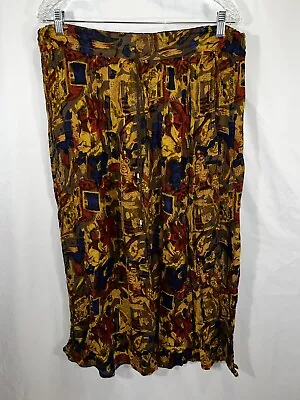 Foxy Size M Dead Stock Abstract Native Drawstring Full Length Swing Skirt 90s • $20.55