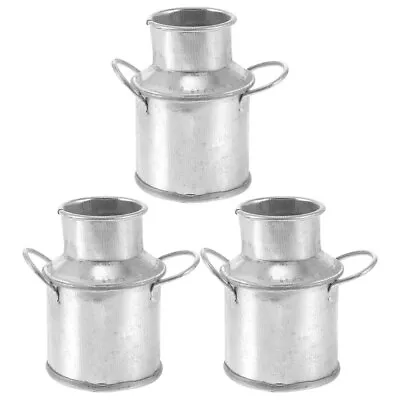 3 Mini Galvanized Flower Buckets Rustic Planter Pots • $8.38