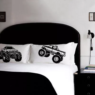 Monster Truck Pillow Case Set TC 220 Cotton Pillow Covers Room Decor Car Bedding • $35.95