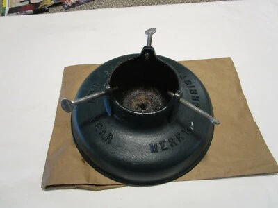 $76 • Buy Vintage Brillion Stand Cast Iron Christmas Tree Stand Happy New Year USA 12.2 ”W
