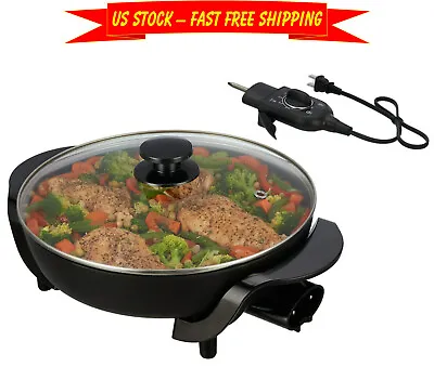 12  Round Nonstick Electric Skillet With Glass Cover 4.2 Quart Extra-deep Pan • $19.98